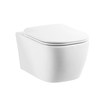 Set vas WC suspendat, Belbagno, Seria Genova, Rimless, cu capac Duroplast, inchidere lenta, Ceramica, Alb, 525 mm Set vas WC suspendat, Belbagno, Seria Genova, Rimless, cu capac Duroplast, inchidere lenta, Ceramica, Alb, 525 mm
