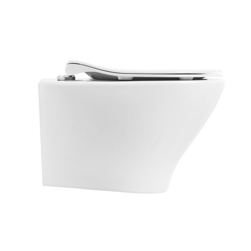 Set vas WC suspendat, Belbagno, Seria Acqua Rimless, cu capac Duroplast, inchidere lenta, Ceramica, Alb, 520 mm