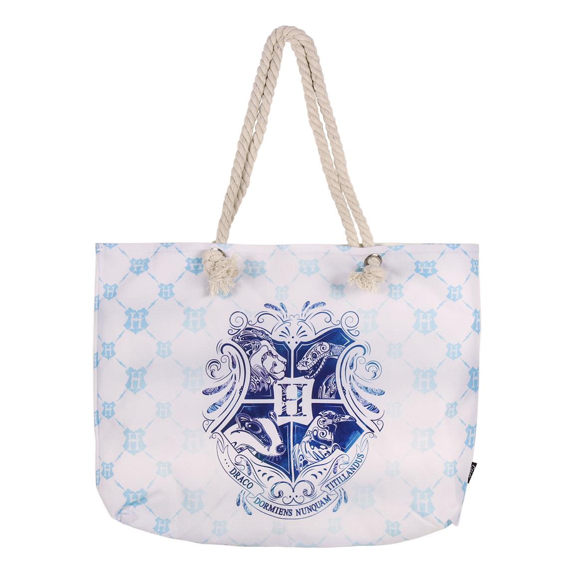 Geanta de Plaja, Harry Potter, Hogwarts, 52 X 36 X 8 cm, Alb/Albastra