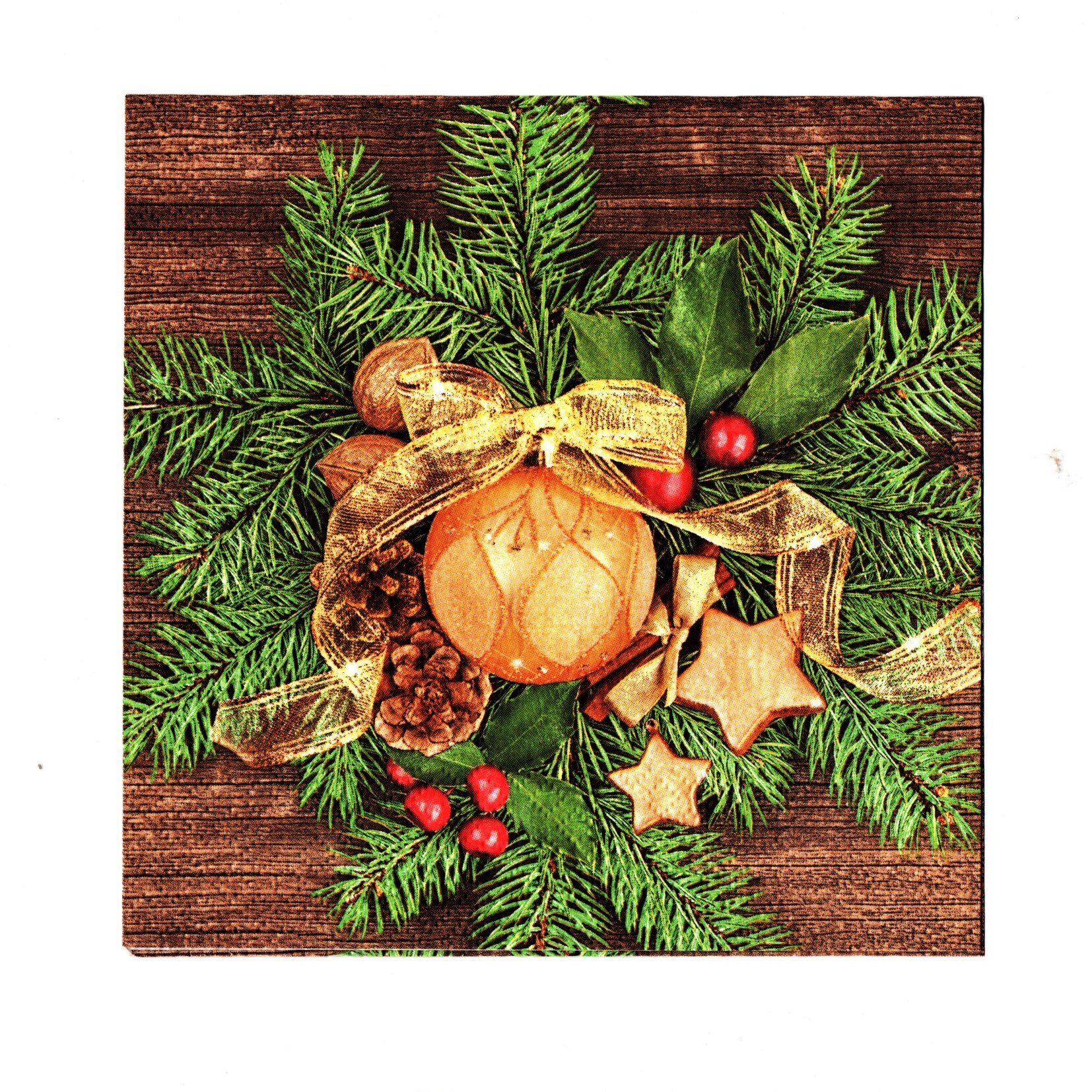 Pachet Servetele de Craciun Masa 20 buc Glob Auriu pe Brad