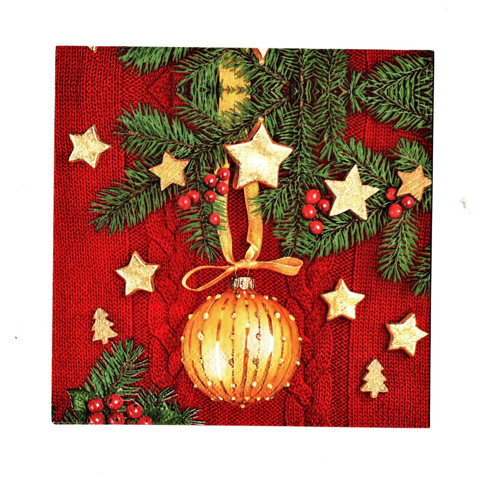 Pachet Servetele de Craciun Masa 20 buc Glob Auriu pe Visiniu