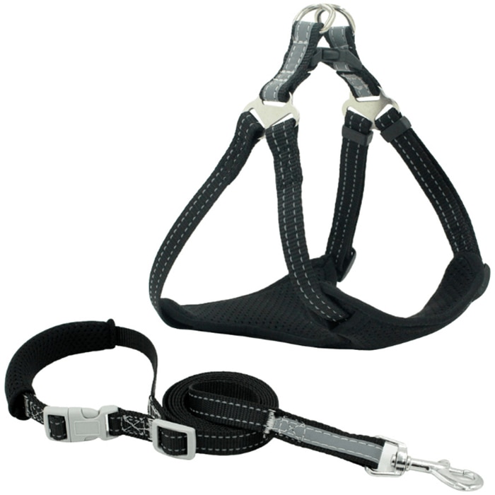 Set lesa Caini detasabila 1.65m cu Ham reglabil AKU® SoftTouch, in forma de X Reflectorizant Marime L Negru, AK512444