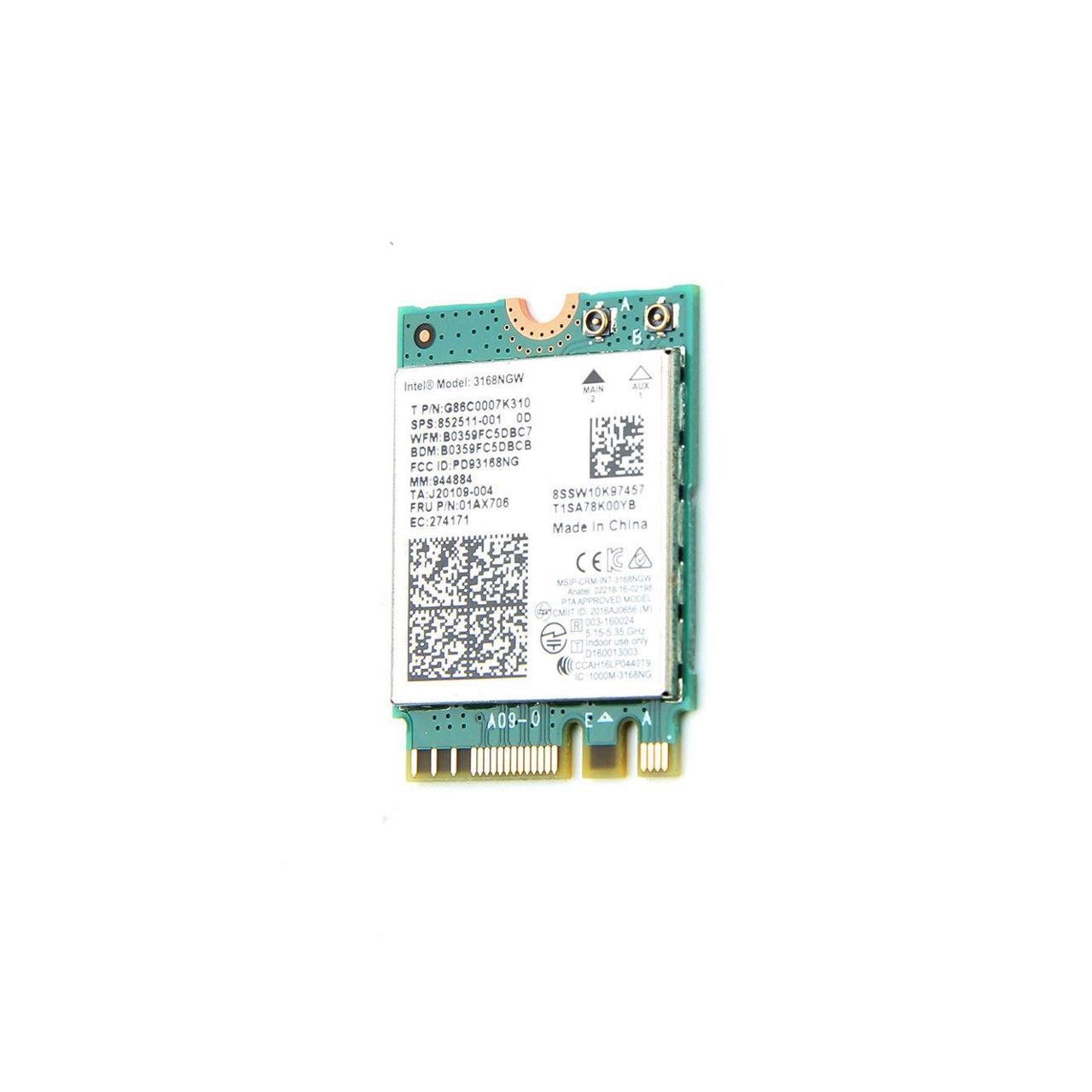 Modul Wi-Fi si Bluetooth 4.2 Intel model Wireless-AC 3168, interfata M.2 NGFF