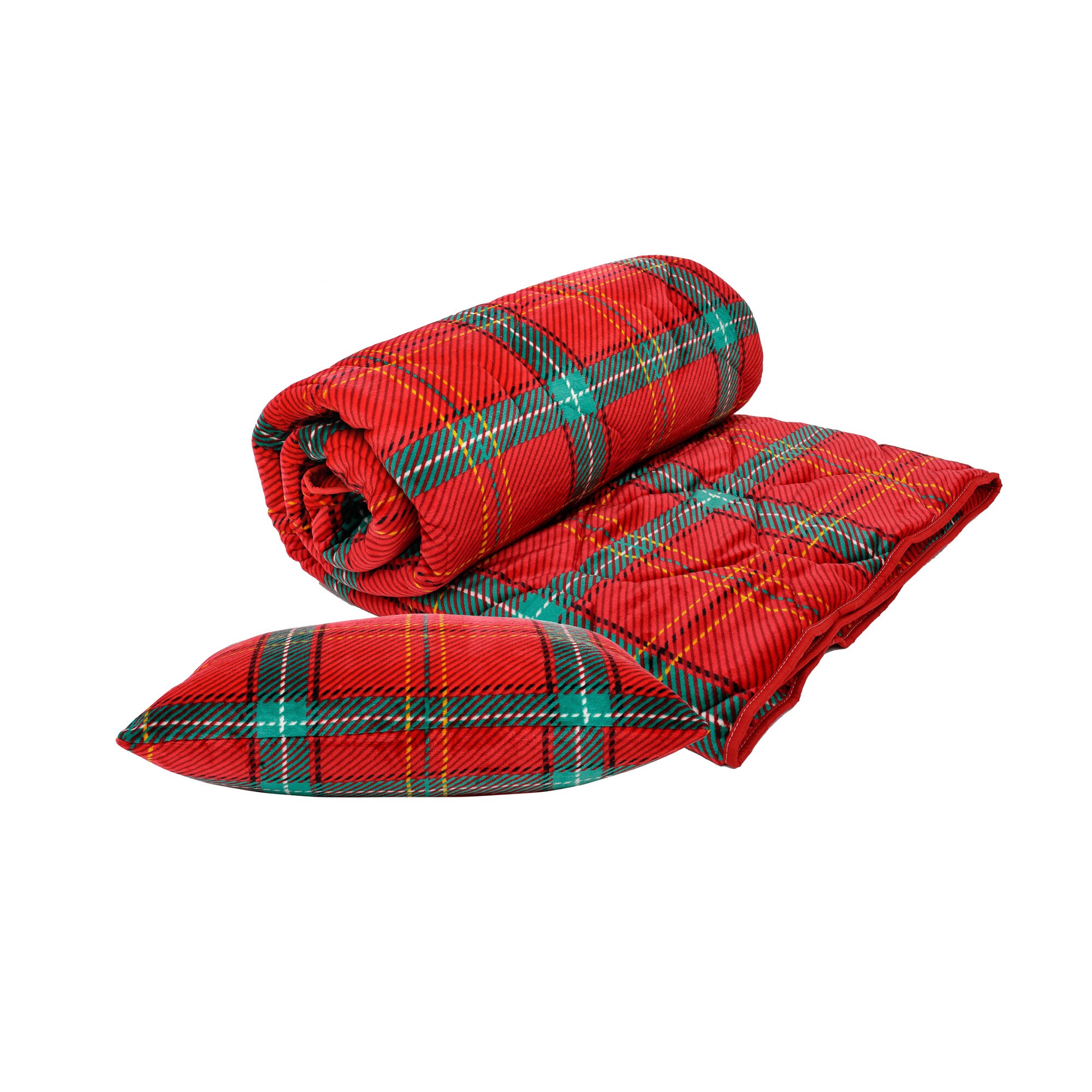 Set Alcam cocolino, perna 50x70 cm si pilota matlasata 140x200 cm, Xmas Fleece