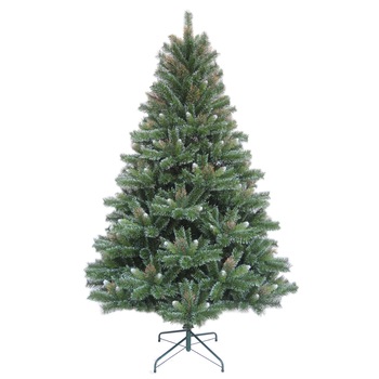 Brad artificial de Craciun, model cu varfuri aurite si varfuri inghetate, verde, 210 cm Brad artificial de Craciun, model cu varfuri aurite si varfuri inghetate, verde, 210 cm