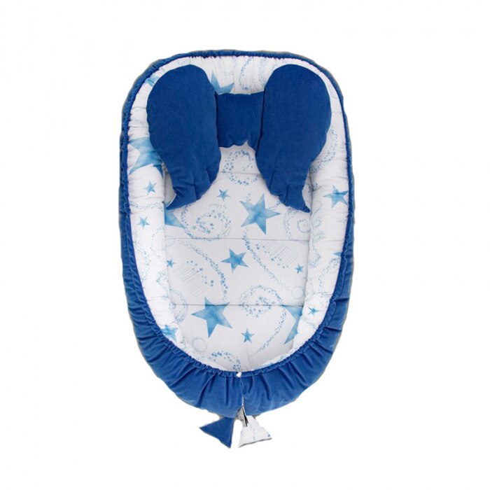 Cuib pentru bebelusi 75 x 45 x 10 cm Belisima Gwiazdeczki P02-0389, Albastru