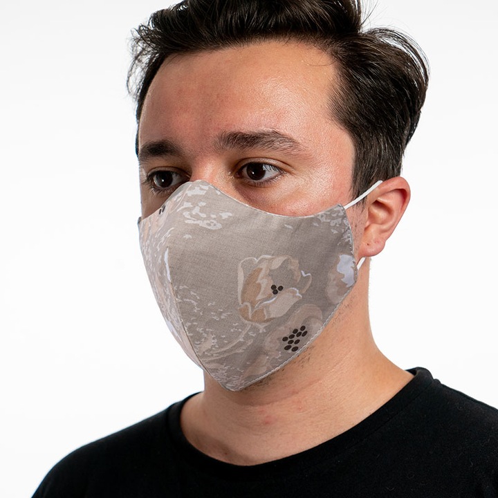 Предпазна маска за лице Platex, До 90% вирусна филтрация, За многократна употреба, Бежова