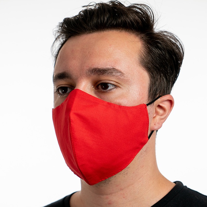 Предпазна маска за лице Platex, До 90% вирусна филтрация, За многократна употреба, Червена
