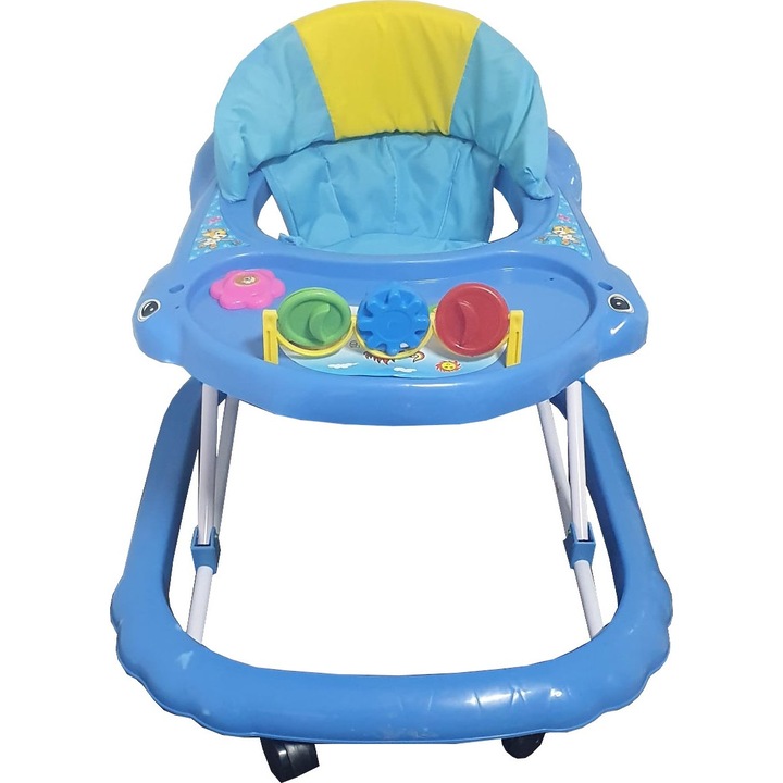 NOVOKIDS™ bébikomp, összecsukható, 8 kerék, béka modell, kék