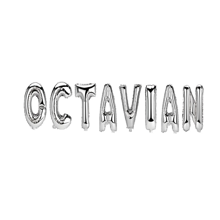 Octavian Name Letters ballon készlet, ezüst, 40 cm