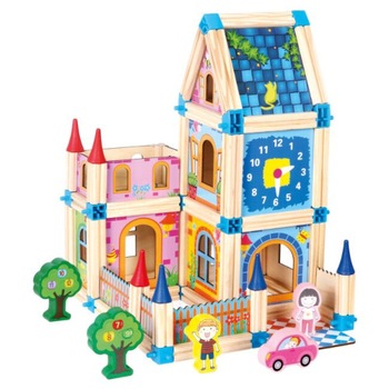 Set Bino de Constructie Casuta cu Cuburi, 128 piese Set Bino de Constructie Casuta cu Cuburi, 128 piese