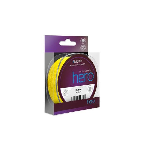Fir Textil HERO 8 Culoare galben fluo Diametru 0,40mm Rezistenta 26,40kg Lungime 1000m