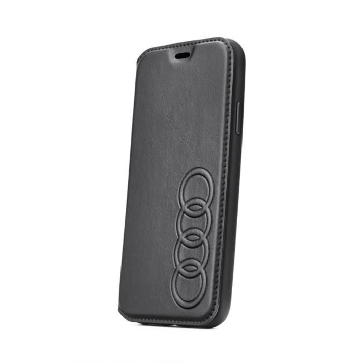 Eredeti AUDI Leather Folio tok AU-TPUFCIPXSM-TT / D1-BK iPhone Xs Max fekete telefontok