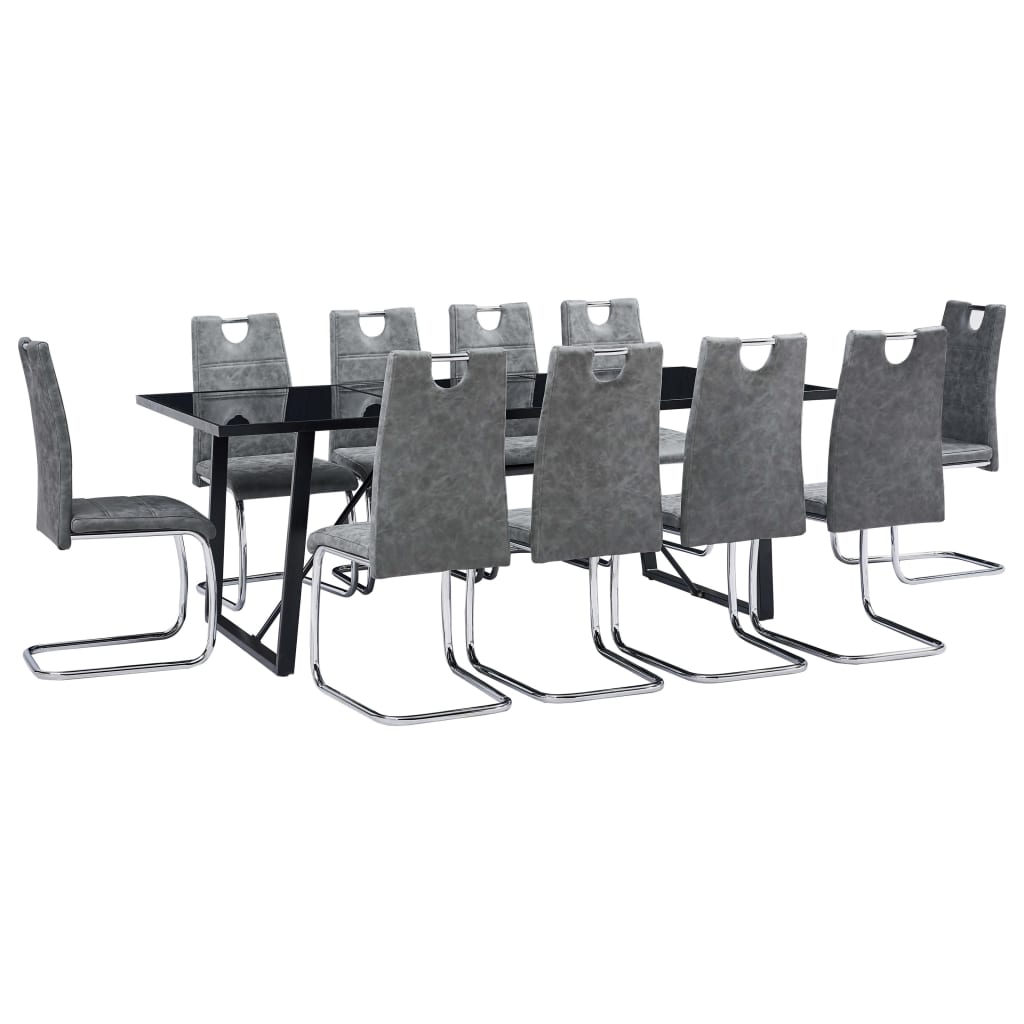 Set mobilier de bucatarie vidaXL, Piele artificiala., Gri