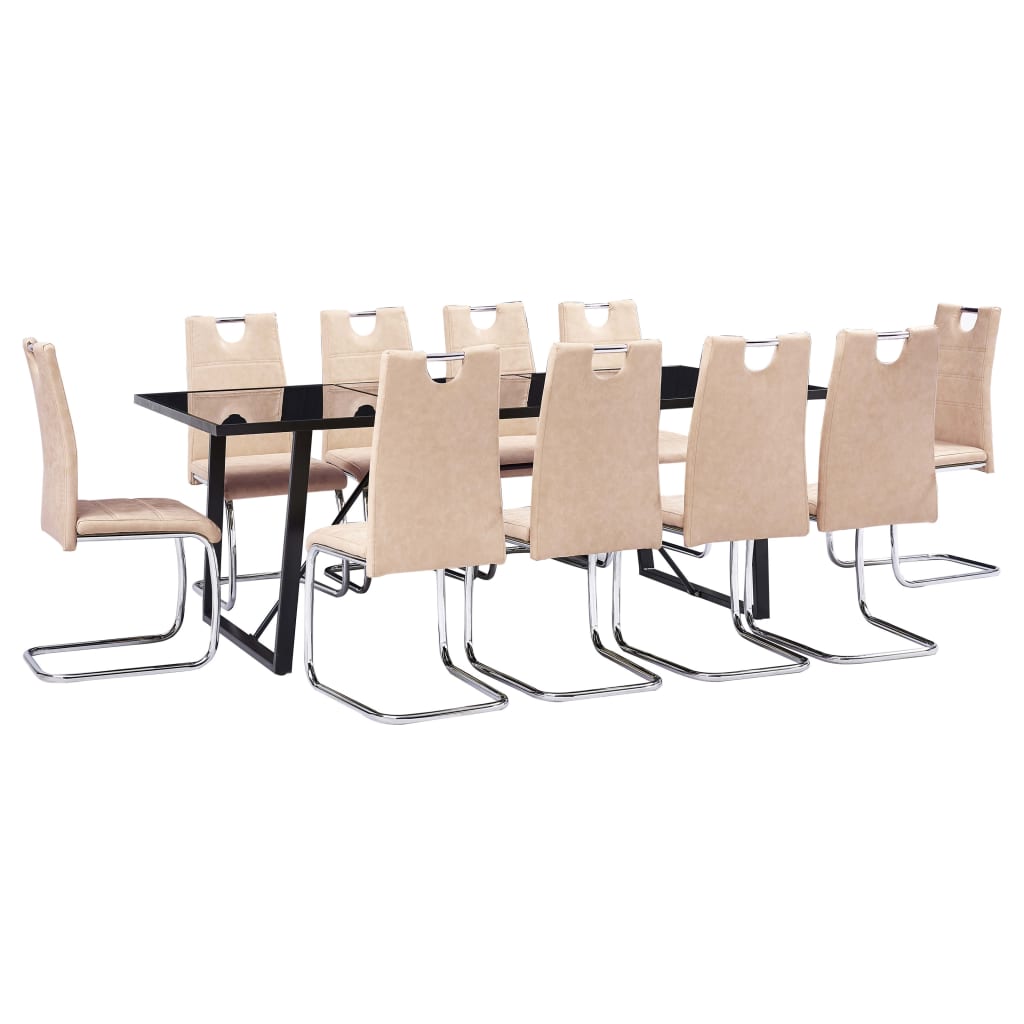 Set mobilier de .bucatarie vidaXL, Piele artificiala, Crem