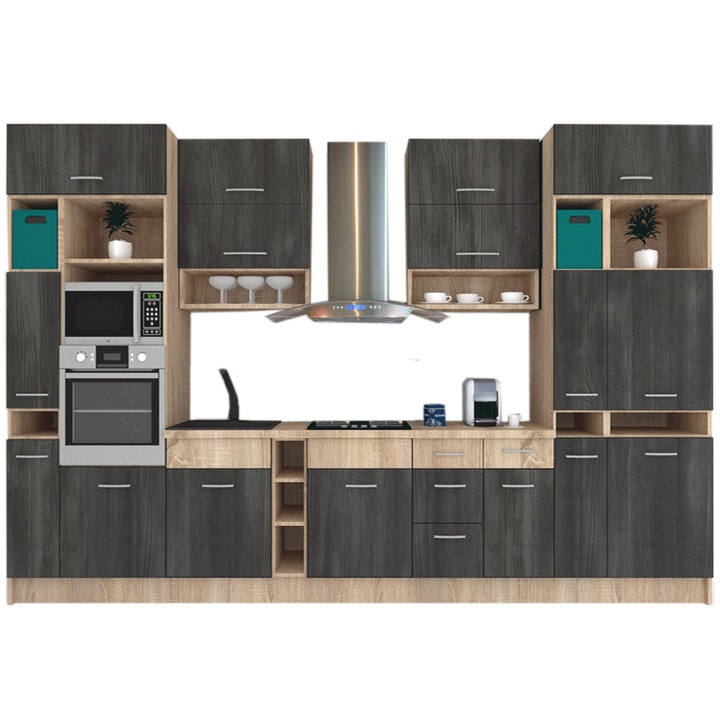 Set Bucatarie Genarom Deea 400, 400 x 243 x 60 cm, Stejar Sonoma / Decor 8509