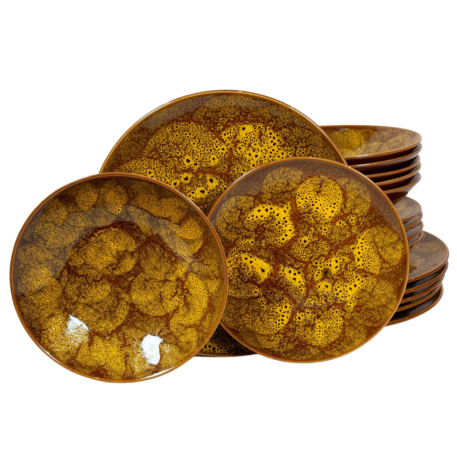 Set Complet Serviciu De Masa, Explozie de Toamna, 18 piese, Cesiro, Maro/Galben