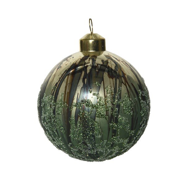 Set 3 globuri - Antique finish - Green, Verde, Sticla