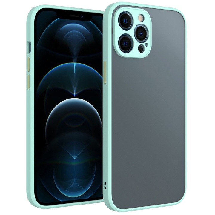 Husa Premium cu protectie la camere si finisaj mat, compatibila cu iPhone 13 Pro Max / Albastru deschis