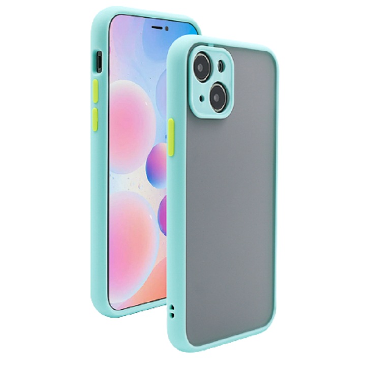 Husa Premium cu protectie la camere si finisaj mat, compatibila cu iPhone 13 Mini / Albastru deschis