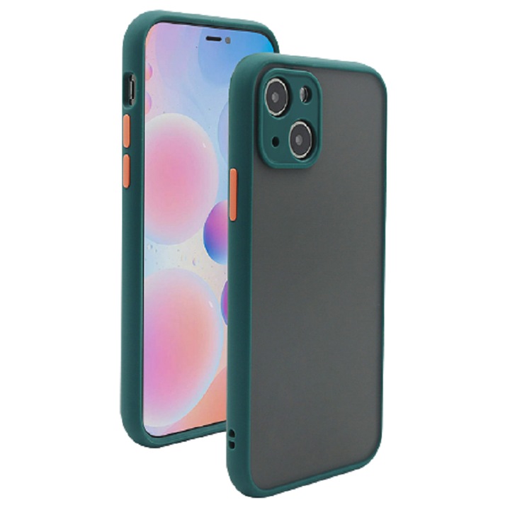 Husa Premium cu protectie la camere si finisaj mat, compatibila cu iPhone 13 / Verde inchis
