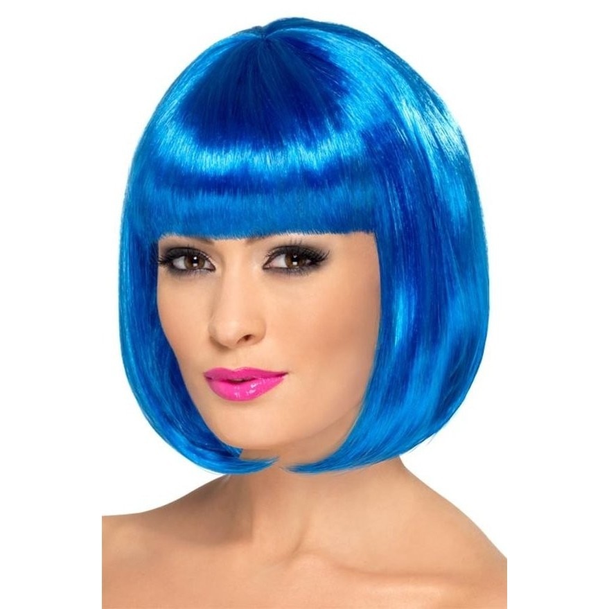 Peruca Partyrama Smiffys, tip bob scurt, albastru electric