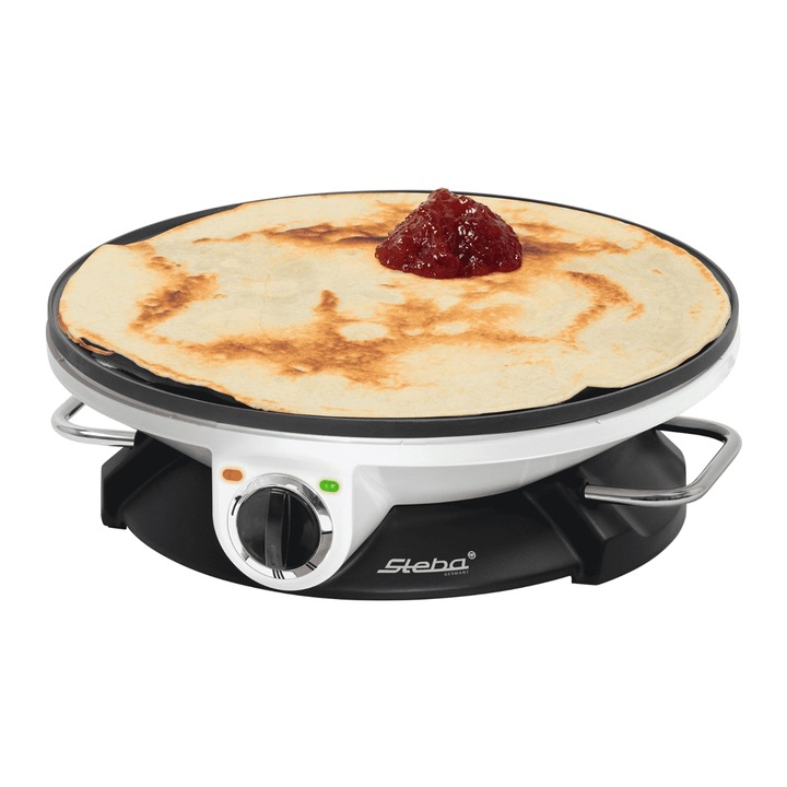 Steba palacsintasütő, CR 32, állítható termosztát, fa tartozékok, spatula mellékelve, 32cm átmérő, 1200 W, fekete