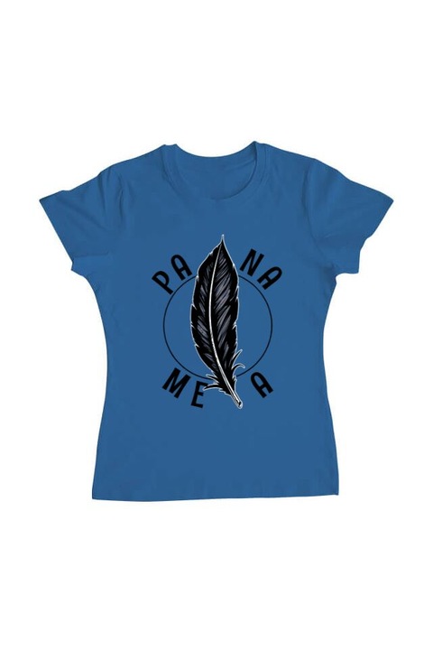 Tricou femei, Printado, pana mea, Bumbac, Regular fit, Albastru azuriu, XL INTL