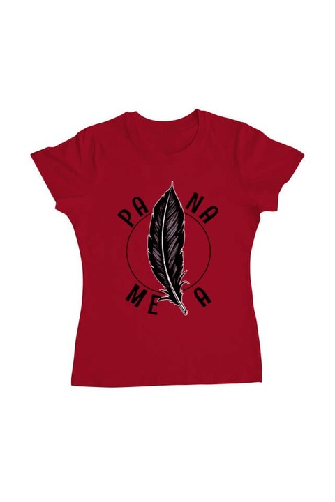 Tricou femei, Printado, pana mea, Bumbac, Regular fit, Rosu, 2XL INTL