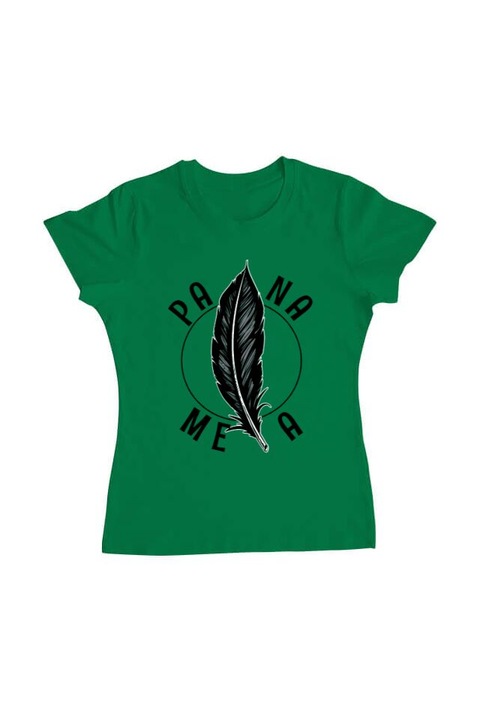 Tricou femei, Printado, pana mea, Bumbac, Regular fit, Verde mediu, XL INTL