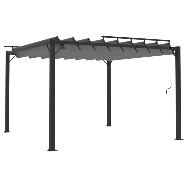 Pavilion vidaXL, cu acoperis jaluzea antracit 3x3 m tesatura&aluminiu, 44.62 kg