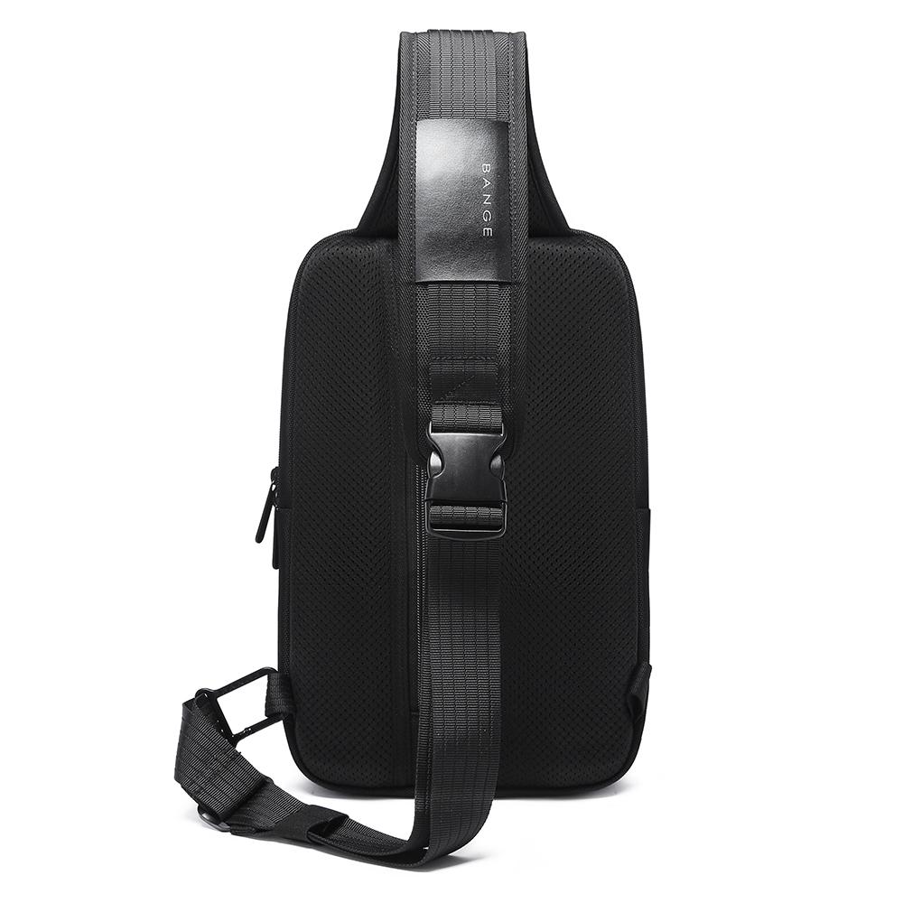 Rucsac crossbody/de umar casual, impermeabil, multifunctional, antifurt, cu port de incarcare USB, Bange, Negru