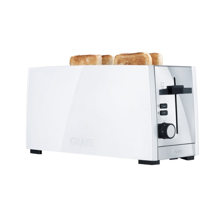 Prajitor de paine Graef TO 101, 1380 W, 4 felii, Alb
