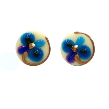 Cercei fimo Regalo, handmade, pictati 3D, fosforescenti - Orhidee albastra, 1 cm Cercei fimo Regalo, handmade, pictati 3D, fosforescenti - Orhidee albastra, 1 cm