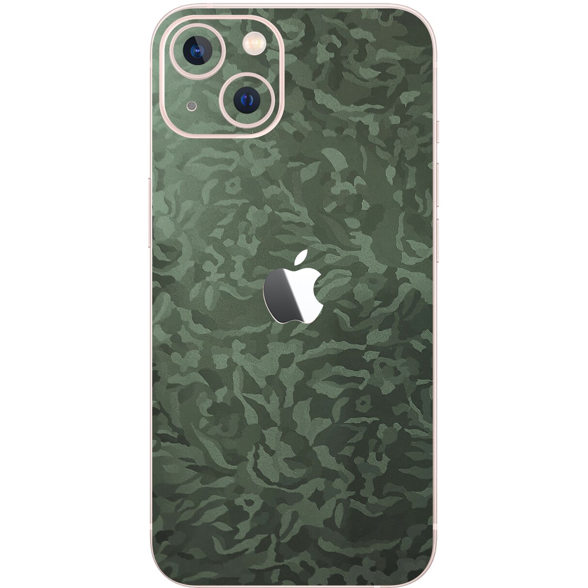 Folie Protectie Carbon Skinz pentru Apple iPhone 13 - Camo Verde Military Green Shadow Simple Cut, Skin Adeziv Full Body Cover pentru Carcasa Spate