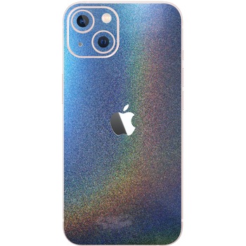 Folie Protectie Carbon Skinz pentru Apple iPhone 13 - Color Shift Intergalactic Blue Simple Cut, Skin Adeziv Full Body Cover pentru Carcasa Spate