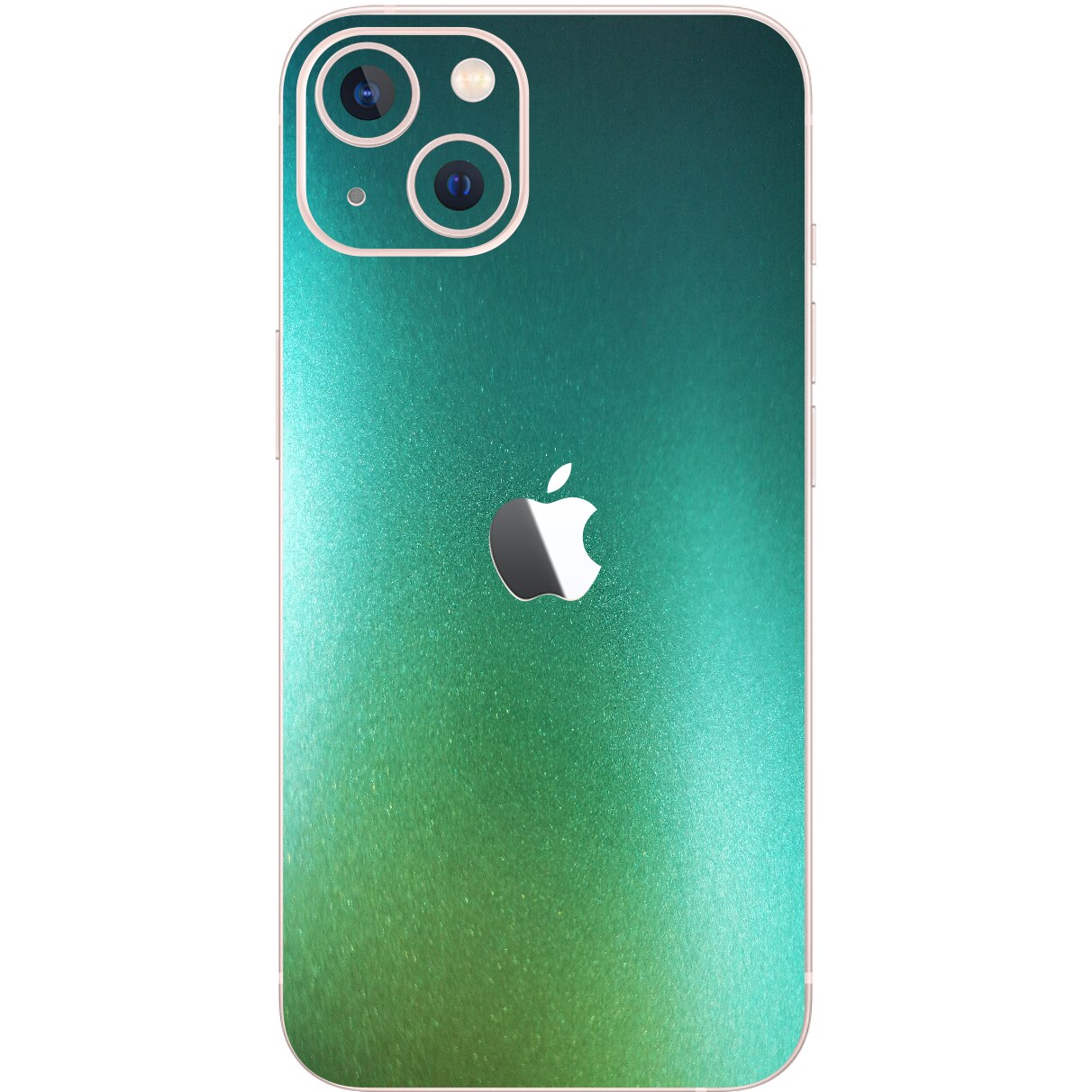 Folie Protectie Carbon Skinz pentru Apple iPhone 13 Mini - Color Shift Aquamarine Simple Cut, Skin Adeziv Full Body Cover pentru Carcasa Spate
