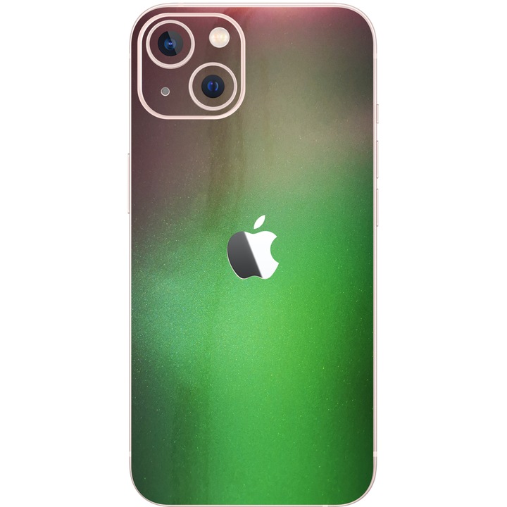 Folie Protectie Carbon Skinz pentru Apple iPhone 13 Mini - Color Shift Avocado Simple Cut, Skin Adeziv Full Body Cover pentru Carcasa Spate