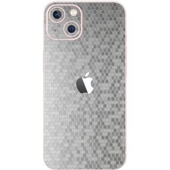 Folie Protectie Carbon Skinz pentru Apple iPhone 13 Mini - Honeycomb Argintiu Silver Simple Cut, Skin Adeziv Full Body Cover pentru Carcasa Spate Folie Protectie Carbon Skinz pentru Apple iPhone 13 Mini - Honeycomb Argintiu Silver Simple Cut, Skin Adeziv Full Body Cover pentru Carcasa Spate