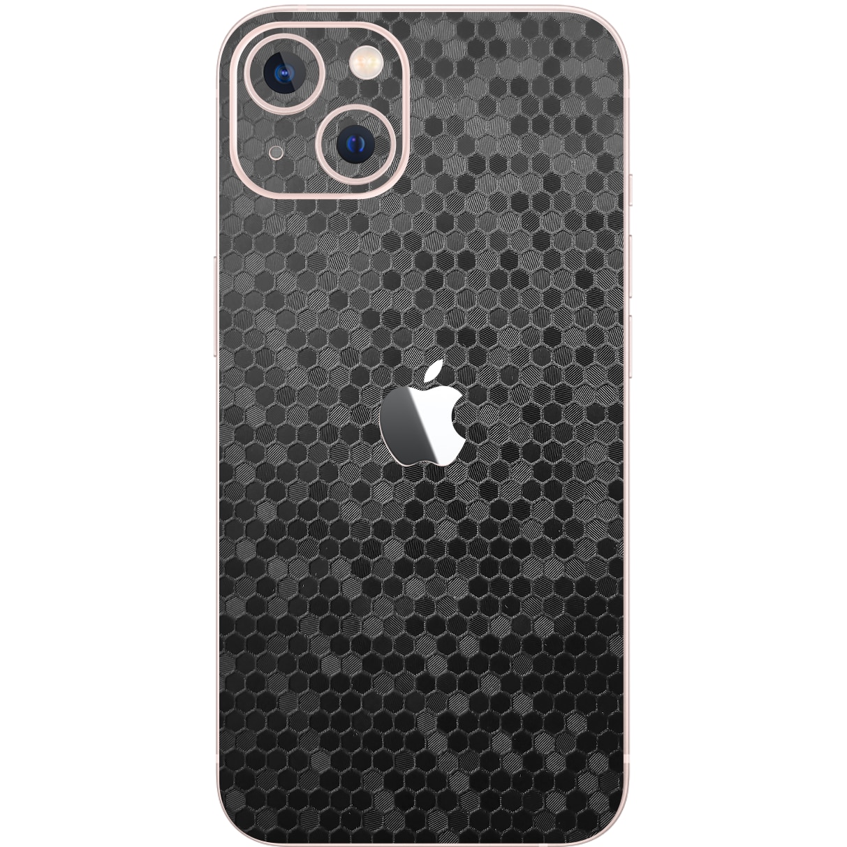 Folie Protectie Carbon Skinz pentru Apple iPhone 13 - Honeycomb Negru Black Simple Cut, Skin Adeziv Full Body Cover pentru Carcasa Spate