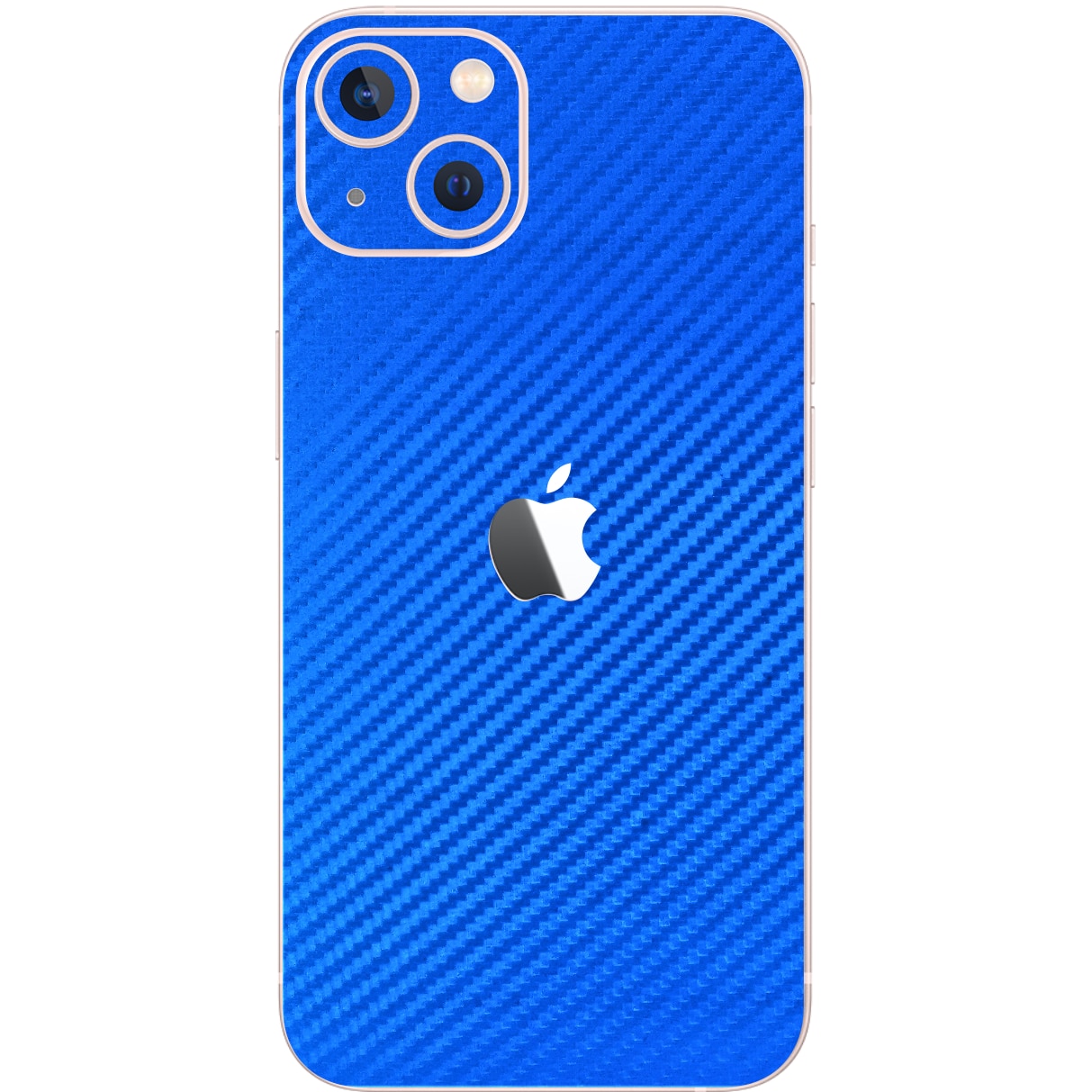 Folie Protectie Carbon Skinz pentru Apple iPhone 13 - Carbon Albastru Simple Cut, Skin Adeziv Full Body Cover pentru Carcasa Spate