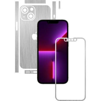 Folie Protectie Carbon Skinz pentru Apple iPhone 13 - Brushed Argintiu Split Cut, Skin Adeziv Full Body Cover pentru Rama Ecran, Carcasa Spate si Laterale Folie Protectie Carbon Skinz pentru Apple iPhone 13 - Brushed Argintiu Split Cut, Skin Adeziv Full Body Cover pentru Rama Ecran, Carcasa Spate si Laterale
