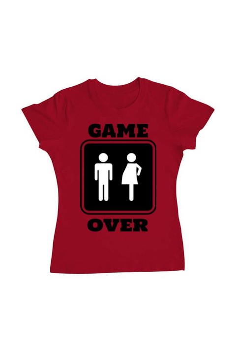 Tricou femei, Printado, game over pregnant, Bumbac, Regular fit, Rosu, 2XL INTL