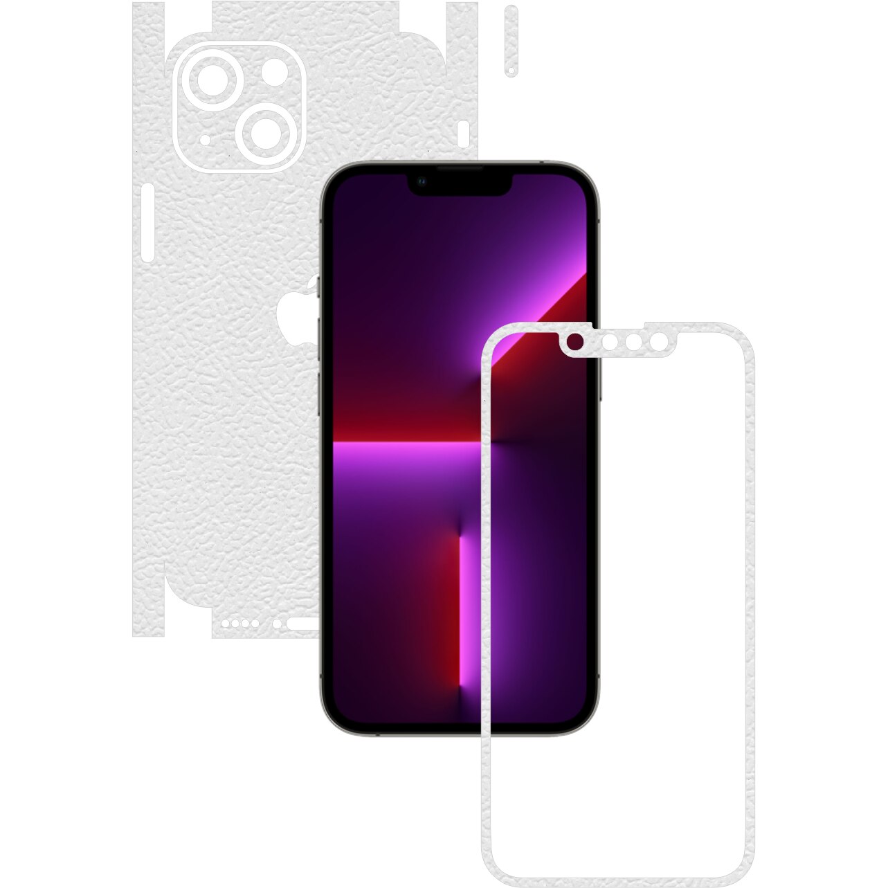 Folie Protectie Carbon Skinz pentru Apple iPhone 13 Mini - Piele Alba 360 Cut, Skin Adeziv Full Body Cover pentru Rama Ecran, Carcasa Spate si Laterale