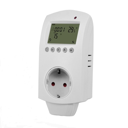 Termostat HYSEN, HY02TP-WiFi, prize, control WiFi, programare saptamanala, alb, 16 A