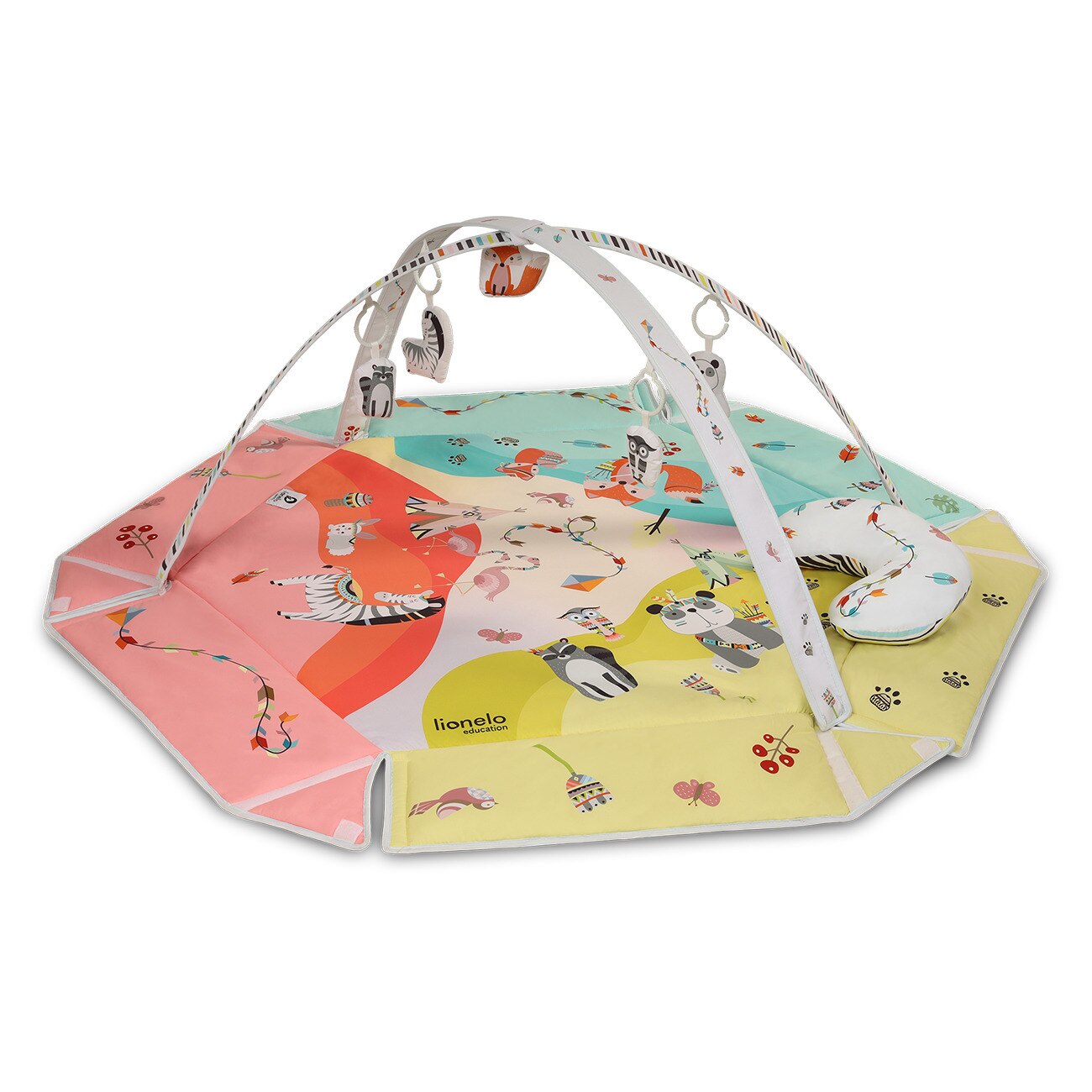 Salteluta interactiva, Lionelo, Jenny cu jucarii, 130x130 cm, Multicolor