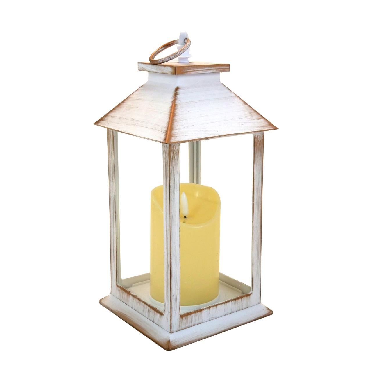 Felinar decorativ, LED, alb, 3xAAA, 14x14x33 cm