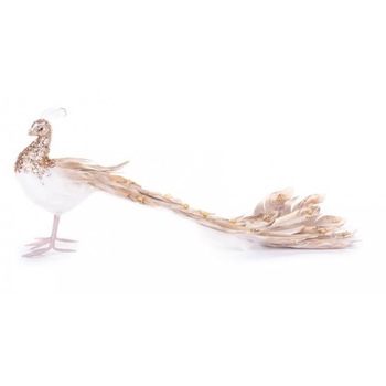 Decoratiune Craciun, paun, auriu si alb, 50x20x23 cm Decoratiune Craciun, paun, auriu si alb, 50x20x23 cm