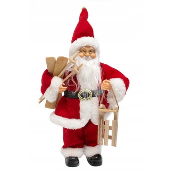 Decoratiune, Mos Craciun, schiuri si sanie, 30 cm Decoratiune, Mos Craciun, schiuri si sanie, 30 cm