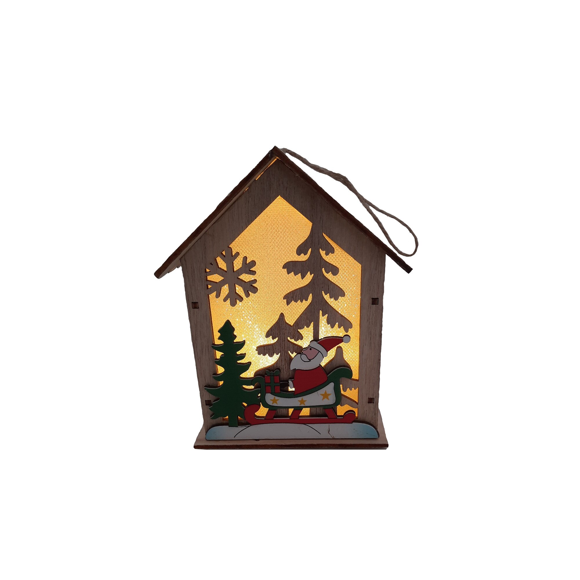 Decoratiune cadou Craciun Casuta cu lumini,13*11cm